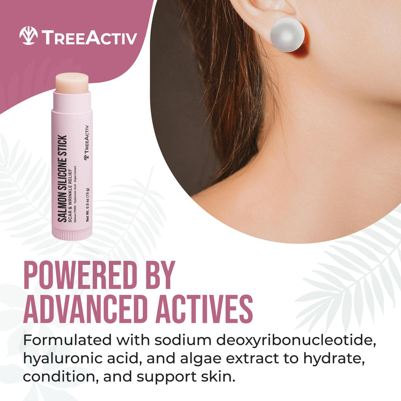 TreeActiv Salmon Silicone Stick for Scar & Wrinkle Relief with Salmon PDRN Hyaluronic Acid & Algae Extract Skincare Solution