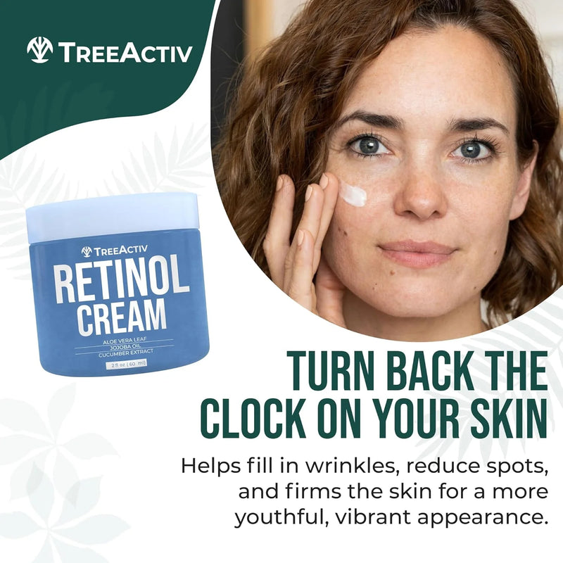 TreeActiv Retinol Cream, Deep Wrinkle Remover Cream, Retinol and Hyaluronic Acid, 2 fl oz, 60-Day Supply