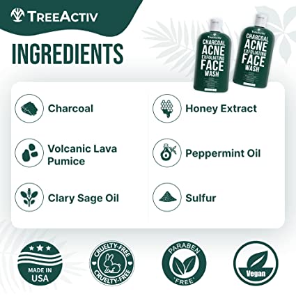 TreeActiv Charcoal Acne Exfoliating Face Wash