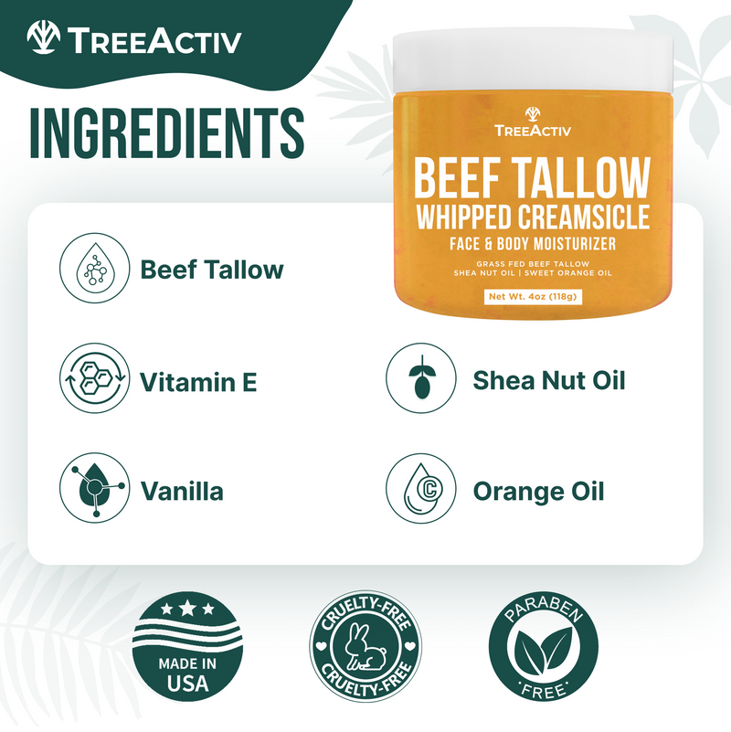 TreeActiv Beef Tallow Face Cream Body Moisturizer 4 fl oz