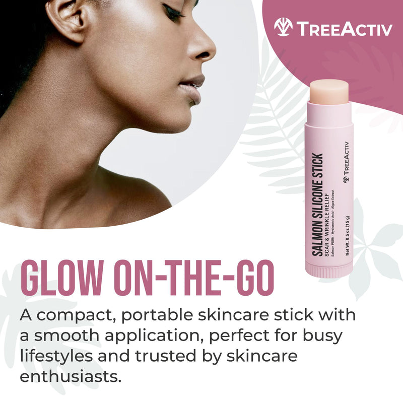 TreeActiv Salmon Silicone Stick for Scar & Wrinkle Relief with Salmon PDRN Hyaluronic Acid & Algae Extract Skincare Solution